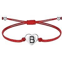 J.Endéar Mädchen Damen Buchstabe Armband, Silber 925 Herzen Initialen Handmade Cord Schmuck, Personalisierte Geburtstag Kommu