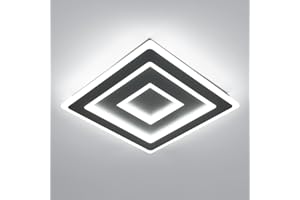 Comely LED Deckenleuchte Schwarz Quadrat für Wohnzimmer, 52W 5850LM 40cm Moderne Deckenlampe Quadratisch Deckenbeleuchtung Lampen für Schlafzimmer, Wohnzimmer, Weißes Licht 6500K