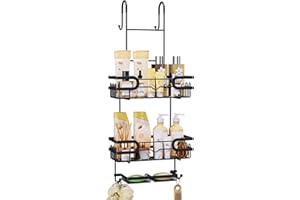 SWTYMIKI Duschablage zum Hängen Dschablagal Hängend - Duschregal zum Hängen Für Dusche Duschkorb, Duschregal Hängekorb Bad mit 2 Duschkörben & 2 Seifenablage, Shampoo Halterung Für Dusche mit 14 Haken