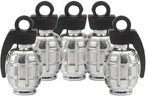 SENZEAL 5 x Aleación de Aluminio Granada de Mano camión Motocicleta Rueda Rueda Tapa de válvula de neumático Tapa de válvula (Plata)