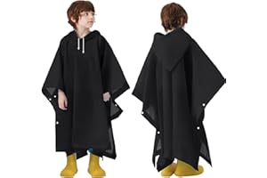 QMAHA 2 Stück Kinder Regenponcho Wasserdicht, Wiederverwendbar Eva Kinder Regenmantel mit Kapuze für Mädchen Jungen, Leichter Regenjacke Regencape für Schule Wandern Radfahren Camping