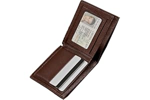 LUFFLOK Plånböcker Smala PU-läder, Brun Kortplånbok för Män och Kvinnor, Plånböcker med 2 Sedelfack, Minimalistisk Plånbok för Män UK med ID-fönster, Kreditkort, Brun, Klassisk