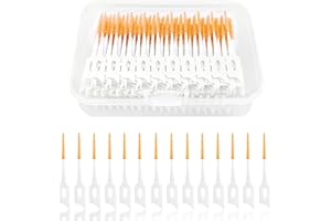 XOKL 200Pcs Interdental Brushes, Silicone Dental Brushes Tooth Floss Picks Dual-Use Dental Brushes Orange Interdental Brushes Oral Tooth Picks for Tooth Cleaning