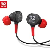 PowerA Wired Earbuds for Nintendo Switch 2- Black, Officially Licensed, 8 mm Speaker Drivers, in-Ear Design, 3 Swappable Tips