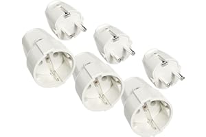 ABSINA greate 3x clavija enchufe hembra y enchufe macho - Enchufe macho y hembra de PVC con Alivio de Tensión, 2 polos, 230V, 16A & 3,7kW - Enchufe hembra schuko blanco de Protección IP20 para Interiores