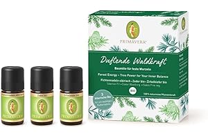 ‎PRIMAVERA PRIMAVERA ätherische Öle Set Duftende Waldkraft - Geschenkbox 3 x 5 ml Zirbelkiefer, Zeder, Fichtennadel - Aromaöl, Duftöl, Aromatherapie, Geschenke - vegan
