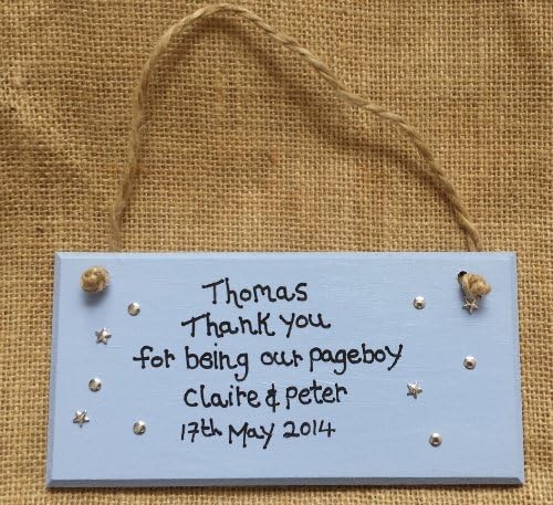 MadeAt94 Page Boy Wedding Favour Thank You Plaque Gift Wooden Sign