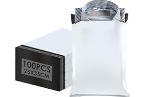 VACHELPER 100 Bolsas para Envíos, 25 x 35 cm Sobres para Envios Correo de Plástico Autoadhesivas Paquetes Impermeable bolsas de Correo para Enviar Ropa Calzado Accesorios (Blanco)
