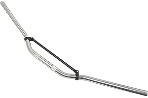 ALCHEMY PARTS Motorcycle Handlebars 22mm 7/8 inch with Cross Brace Bar for Motocross Streetfighter Supermoto Enduro (Silver/Black)