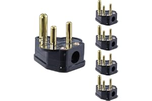 KC CABLE 5 Amp Round Pin Plugs Mains Plug 3 Pin Lighting Plugs Adaptor Household Lamp Plug for Stage Lighting Lamp (5 pack)