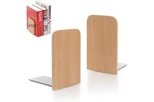 YANJINGHE 1 Pares Extremos de Libros, Sujetalibros Madera, Sujeta Libros, Sujetalibros Antideslizante, Sujeta Libros de Metálicos, para Hogar, Oficina, Escuela, Biblioteca(Cabeza Cuadrada, Grande)