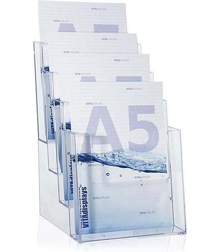 Porte-prospectus De Table 1/3 DIN A4/C6 Long Plastique Transparent