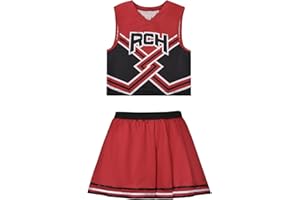 LIKUNGOU Bring It On Cheerleader Uniform RCH Bedrucktes Top Minirock Cheer Kostüm Verkleidung Mädchen Uni Schule Cosplay Outfits für Frauen