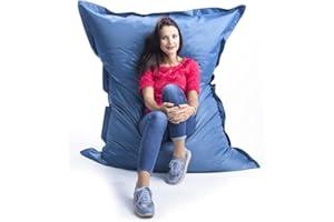 LIVEDECO - Pouf Géant Bleu Canard BiG52 Classic 170x130 cm - Déhoussable, Intérieur/Extérieur, Rempli de Billes de Polystyrène