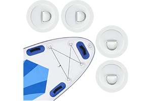 Hezhou 4 Pezzi D-Ring Pad Marine con Fibbia Fissa Tavola da Pagaia di Toppa con Anello a D in Acciaio Inossidabile Ad Alta Resistenza con Anello a D per Gommone con Anello a D con Cavo Elastico