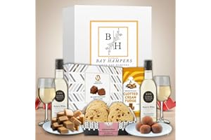 BAYTRADE White Wine and Chocolate Gift Set - 2x 18.7ml Wine gifts - Border Biscuits - Chocolate truffles - Fudge Gift Set- Birthday Hampers for Women - Valentines Day - Mothers Day Chocolates Gifts Fathers