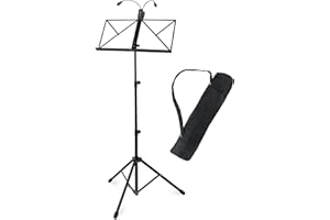 Kirstein Notenständer Set mit LED-Leuchte (schwerer Notenständer, höhenverstellbar inkl. LED-Notenpultleuchte & Tasche) Schwarz