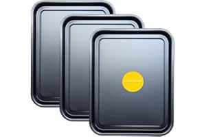 3-Pack Essential 38cm Baking Tray Set - Non-Stick Oven Trays Teflon™ Coated for Baking & Roasting Durable, Dishwasher Safe & Stackable Bakeware for Easy Cleaning & Space-Saving Storage by KITCHENEUR®