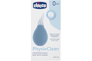 CHICCO Physioclean Aspirator do nosa dla niemowląt, proste i delikatne oczyszcza zamknięty nos dzieci, łatwy w użyciu dzięki ergonomicznemu kształtowi, z miękkim wylewką, 0 miesięcy +