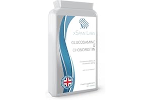 XSPAN LABS Glucosamine & Chondroitin Complex - 180 Tablets – A Super Strength Balanced Formulation of Glucosamine Sulphate and Chondroitin Sulphate with Natural Vitamin C - Manufactured in The United Kingdom