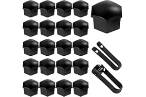 yongyongbuy 20 Pcs 17mm Wheel Nut Covers with Removal Tool – 16 Standard & 4 Locking Lug Bolt Caps for Car Wheels, Universal Fit for Most Vehicles (Black)