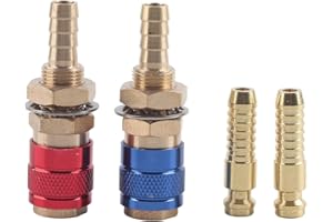 DIOCHE Złącza Spawalnicze Argonem Spawanie Gazowe Quick Release Mosiądz 2 szt. 8Mm Chłodzony wodą Adapter Gazowy Szybkie Złącze Montażowe do Palnika Spawalniczego Tig