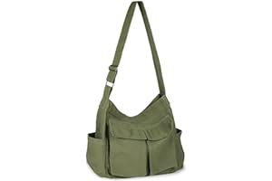 BROADREAM Kuriertasche aus Leinenstoff mit groß Fassungsvermögen - Canvas Messenger Bag Vintage, Hobo Crossbody Bag mit Mehreren Taschen für Herren und Damen Arbeit Schule Shopper Lässige täglich