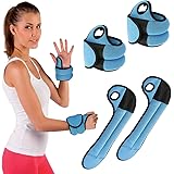 BAKAJI Set 2 Pesi per Polsi da 0,5 Kg Allenamento Palestra Aerobica Fitness Potenziamento Muscolare in Tessuto Neoprene con F