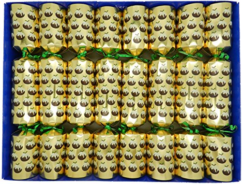 Crackers Ltd 8 Pudding de Noël Famille Craquelins de Noël en Or (Cat F1)