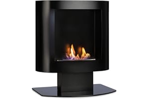 Oneconcept Phantasma Tower - Camino Bioetanolo in Acciaio Inox, Caminetto Bioetanolo da Parete o in Piedi, Bruciatore di Sicurezza, Combustione 4 Ore, Inodore, Dispositivo di Estinzione, Nero Carbone