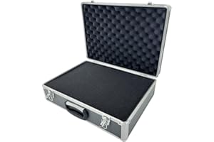 ROC Cases Grey Lockable Flight Case L460xW330xH150mm with Pick and Pluck Cubed Foam Insert and Egg Foam Lid, Camera, Electrical, Gaming Storage