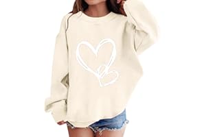 jieGorge Girls Heart Print Jumpers Sweatshirts Kids Fashion Loose Fit Soft Round Neck Pullover Long Sleeve Casual Cotton Lighweight Crewneck Sweatshirt for Girl