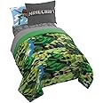 Jay Franco Minecraft Daytime 7 Piece Full Bed Set - Includes Comforter & Sheet Set - Bedding Features Alex and Steve - Super Soft Fade Resistant Microfiber - (Official Minecraft Product)