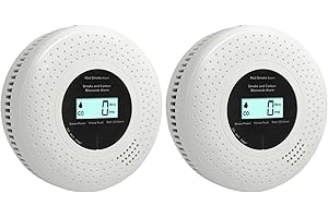 GiiHoo Smoke and Carbon Monoxide Alarm Detector with LCD Display & Battery Powered,Combination Smoke and CO Alarm for Home Safety.EN 14604 & EN 50291 Certified (Standalone, White-02)
