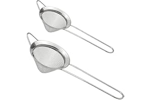 DXLing 2 Pièces Passoire à Cocktail fine en acier inoxydable 2 Tailles Tamis à Cocktail Conique Fine passoire à Cocktail Tamis à Mailles Fines avec tamis à mailles conique Silver pour égoutter Nouille
