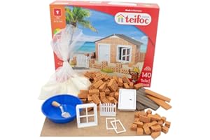 teifoc TEI 4500 Steinbaukasten - Strandhaus, Bastelset für Kinder ab 6 Jahren, Ostergeschenk für Mädchen und Jungen, Motorikspielzeug, DIY Modellbau 140 Bausteine