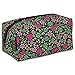 JODA Ladies Womens Girls Pretty Black with Pink & Green Flowers Cosmetic Makeup Bag Travel Purse Pouch 129-109