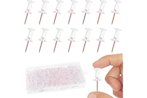 Vicloon Puntine da Disegno, 300Pcs Puntine per Lavagna Sughero, Puntine per Cancelleria, Chiodini di Mappa Puntina Tappo Trasparente in per Bacheca, Mappa, Sughero, Ufficio, Lavagne (Oro Rosa)