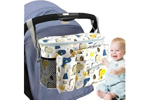 GVEYIQK Organisateur de Poussette, Sac de Rangement pour Landau Poussette, Universel Sac Poussette Organisateur, Grande Capacité Organisateur de Diaper Rangement Sac