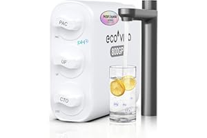 Ecoviva 0,01μm Ultra-Filtrations Untertisch Wasserfiltersystem, 4-stufiges 800GPD Wasserfilter, kompaktes Design, Kein Strom Benötigt & Abfallfrei, erhält wichtige Mineralstoffe, Nicht Niedrigerer TDS