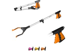 HATAF® 24inches Litter Picker, Grabber Stick, Helping Hand Grabbers for Disabled, Foldable Litter Pickers for Children Rotating Head 360 Degree Reaching Aids, Grabber Stick for Disabled (24" Orange)