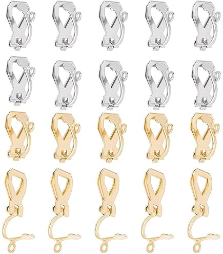 Convertisseurs De Boucles D'Oreilles à Clip - Lot De 24 En Acier Inoxydable Doré/Argenté, Avec Perles, Pour Bijoux DIY