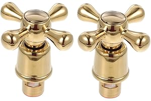 DOITOOL 1/2 Inch Faucet Handle Replacement Kit Cross Head Tap Handles for Bathroom Kitchen Hot Cold Faucets Brass Metal Valve Knobs Set 2Pcs