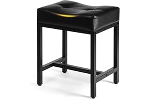 ‎HYCFYJR HYCFYJR U-förmiger Schminkhocker, Rechteckiger Make-up Hocker mit Metallbeinen, PU Ottoman Sitz Fußstütze für Schlafzimmer, Eingang, Moderner Eitelkeitshocker Stuhl, Pouf Couch Hocker Schwaz