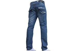 Enzo BNWT Jean bleu délavé pour homme, coupe droite, tous tours de taille et toutes tailles