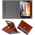 Hello Zone Exclusive 360° Rotating 7” Inch Flip Case Cover Book Cover for Amazon Fire 7 -Brown