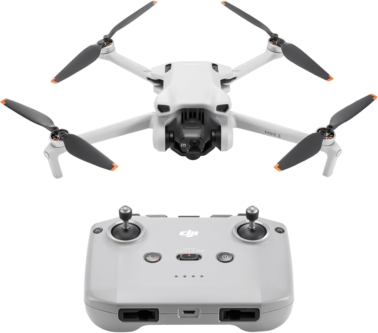 DJI Mini 3 – Dron Mini con cámara ligero y plegable con vídeo 4K HDR, 38 min de tiempo de vuelo, Grabación vertical y funciones inteligentes, con Mando a distancia, C0