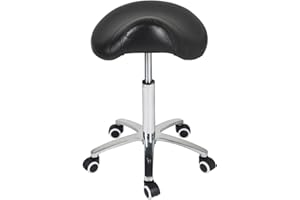 Antlu Sgabello Regolabile Con Ruote Per lavori di bellezzasalone da barbiere (nero)