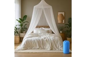 ZUFIO Moustiquaire pour lit | Protection Contre Les Insectes pour Lits Simples et Doubles - idéale pour Les Voyages | Auvent Comprenant Chevilles, Crochets adhésifs et Sac (XL)