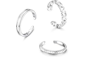 Krfy 925 Silber Zehenringe für Damen Verstellbares Band Pinky Ringe Minimalistischer Strand Fuß Schmuck 3Pcs Open Zehenringe Set